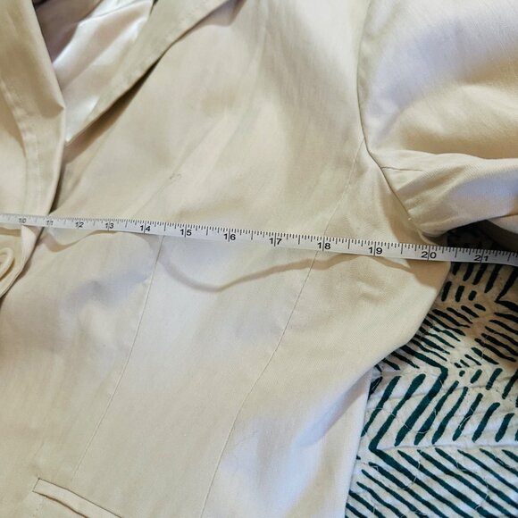 Gap Womens Beige Blazer Jacket Size 14 Cotton Blend Two Button Notch Collar - Picture 7 of 11